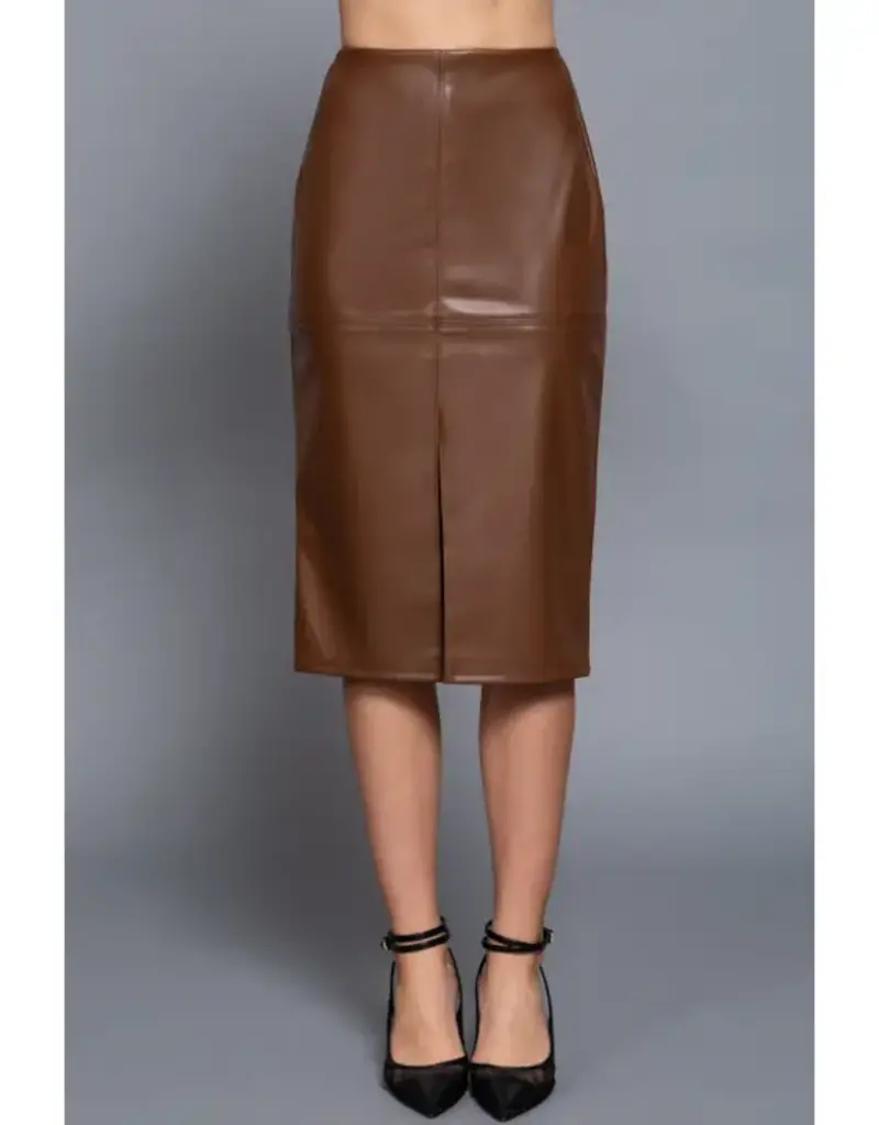 Faux Leather Midi Skirt