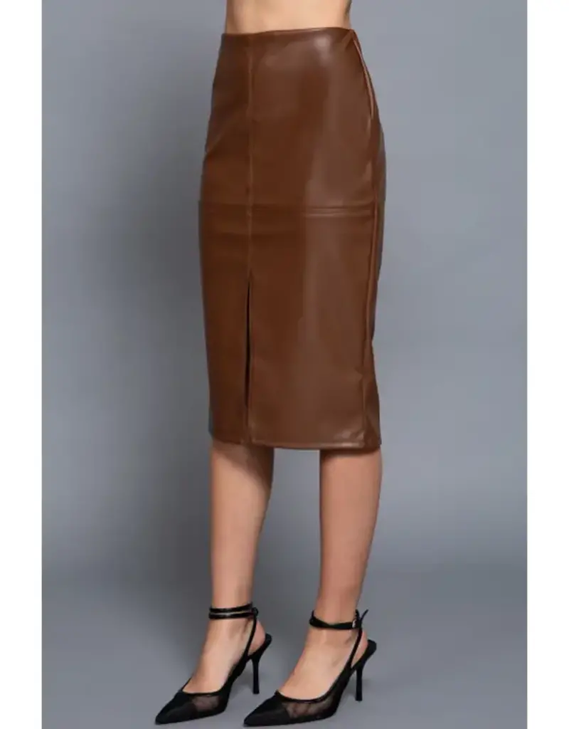 Faux Leather Midi Skirt