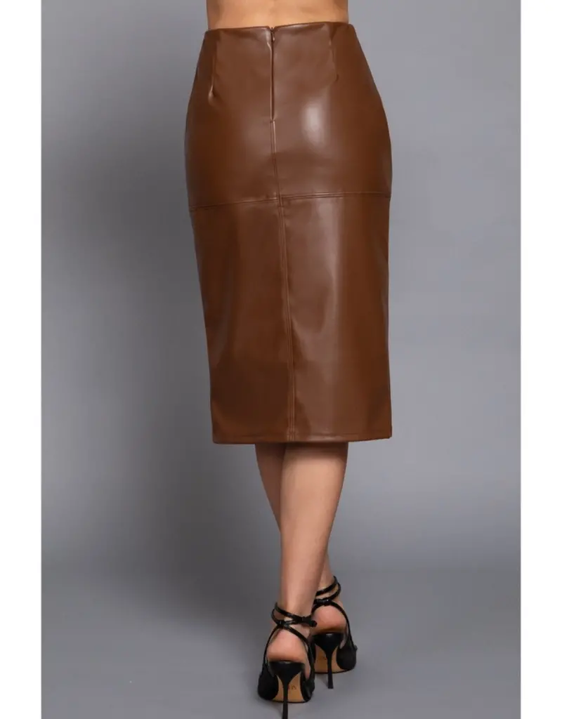 Faux Leather Midi Skirt