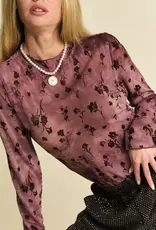 Floral Mesh Long Sleeve Sheer Layering Top