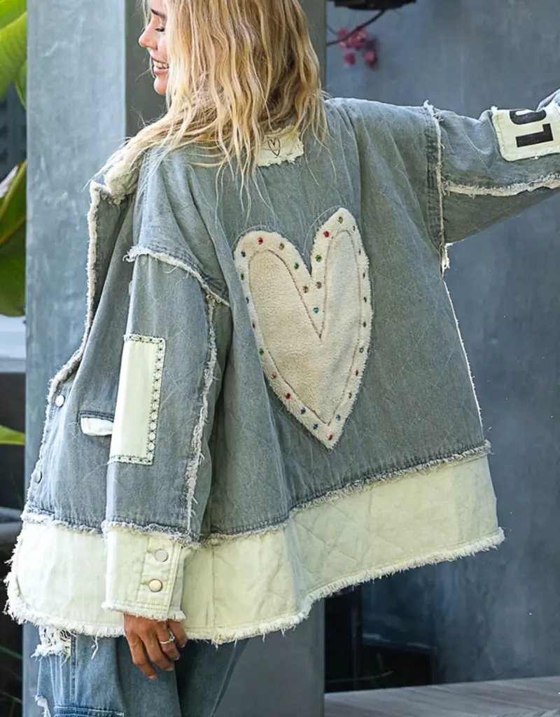 Patch Studded Heart Jacket