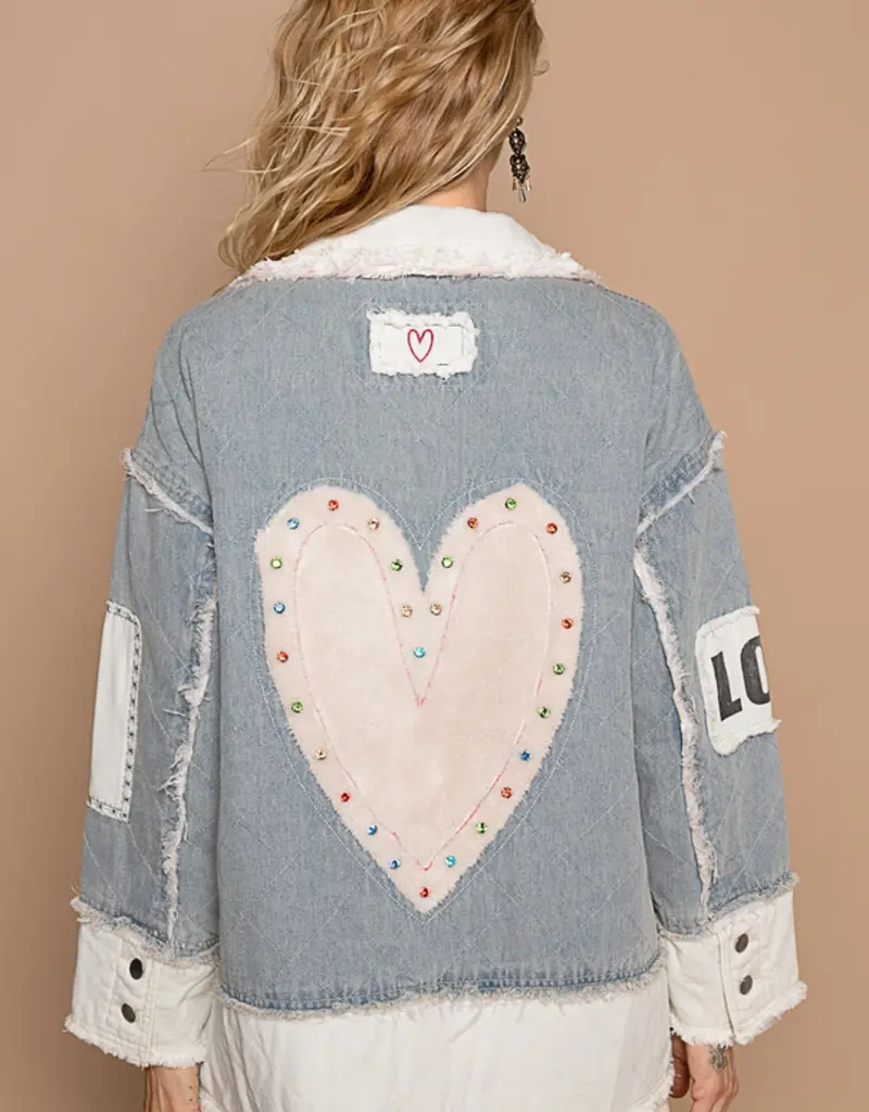 Patch Studded Heart Jacket