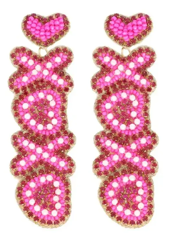 Xoxo Jeweled Beaded Valentine Letter Earrings