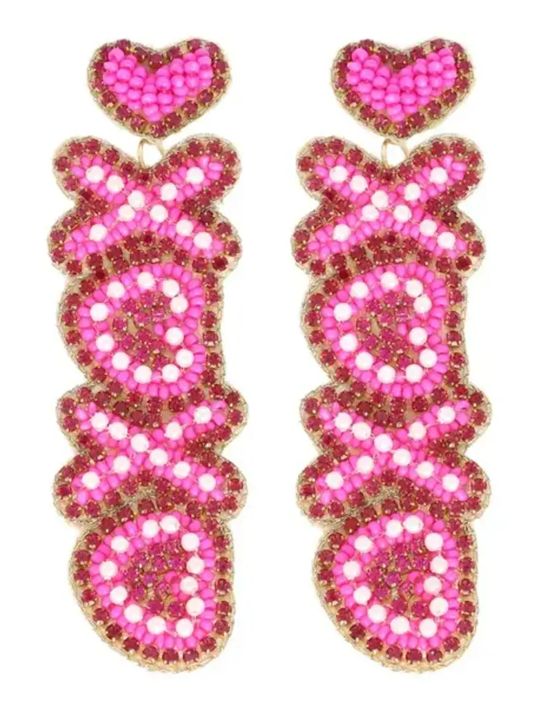 Xoxo Jeweled Beaded Valentine Letter Earrings
