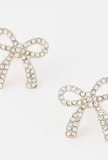 Ribbon Bow Post Earrings - Gold