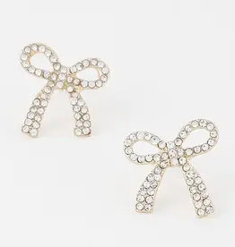 Ribbon Bow Post Earrings - Gold