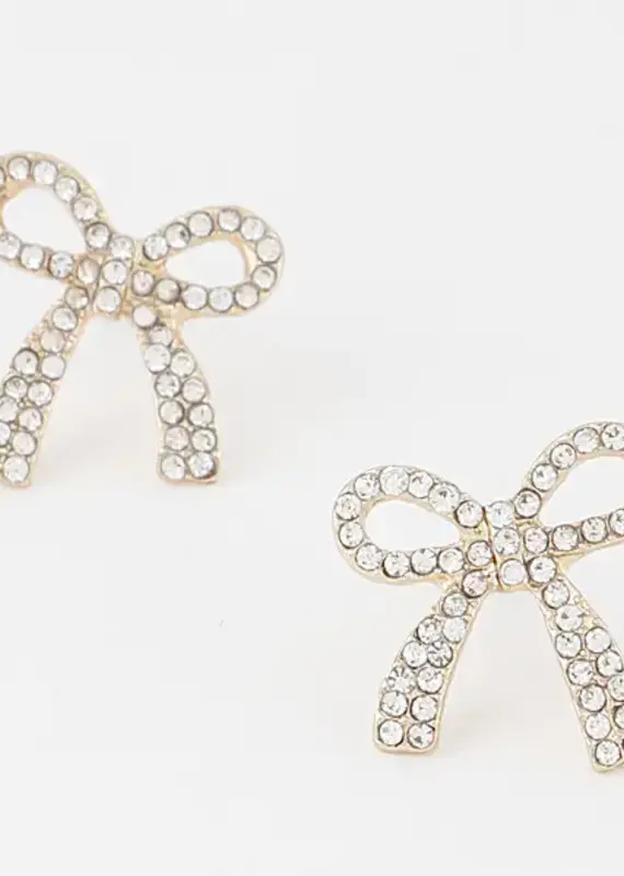 Ribbon Bow Post Earrings - Gold