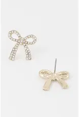 Ribbon Bow Post Earrings - Gold