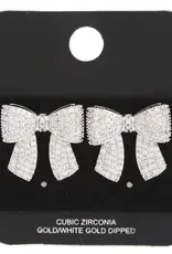 Bow Cz White Gold Dipped Earring