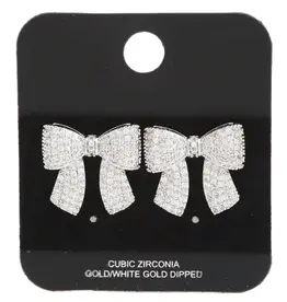 Bow Cz White Gold Dipped Earring