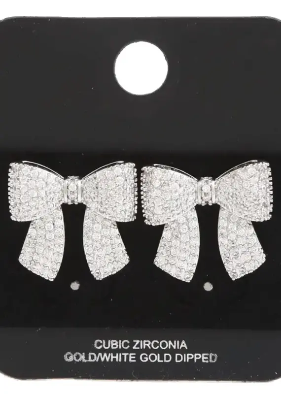 Bow Cz White Gold Dipped Earring