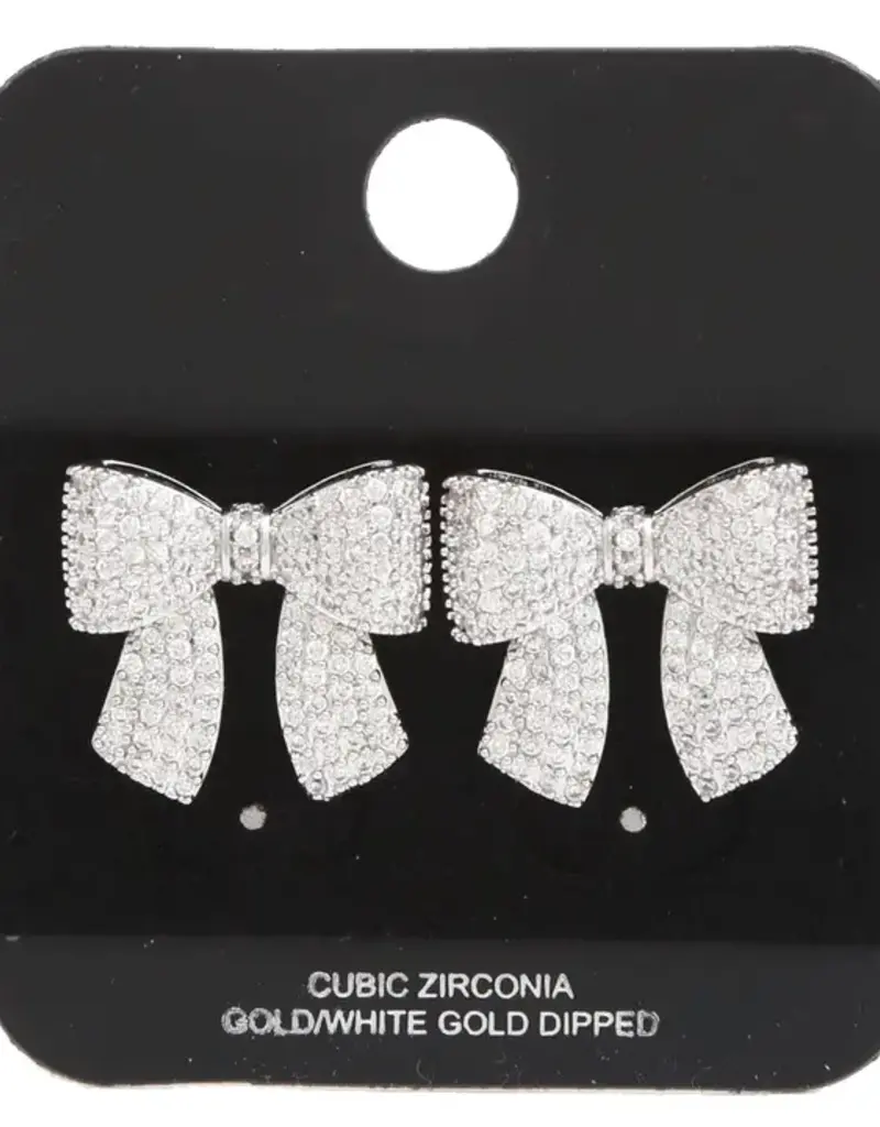 Bow Cz White Gold Dipped Earring