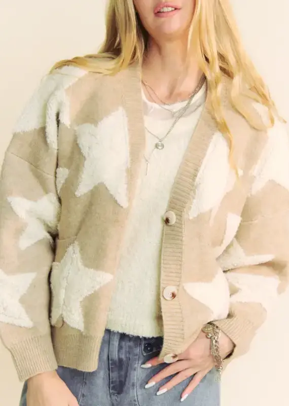Fuzzy Knit Star Cardigan
