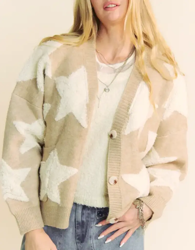 Fuzzy Knit Star Cardigan