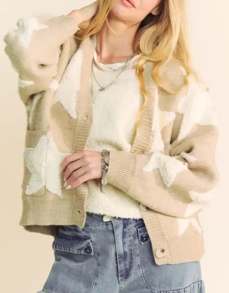 Fuzzy Knit Star Cardigan