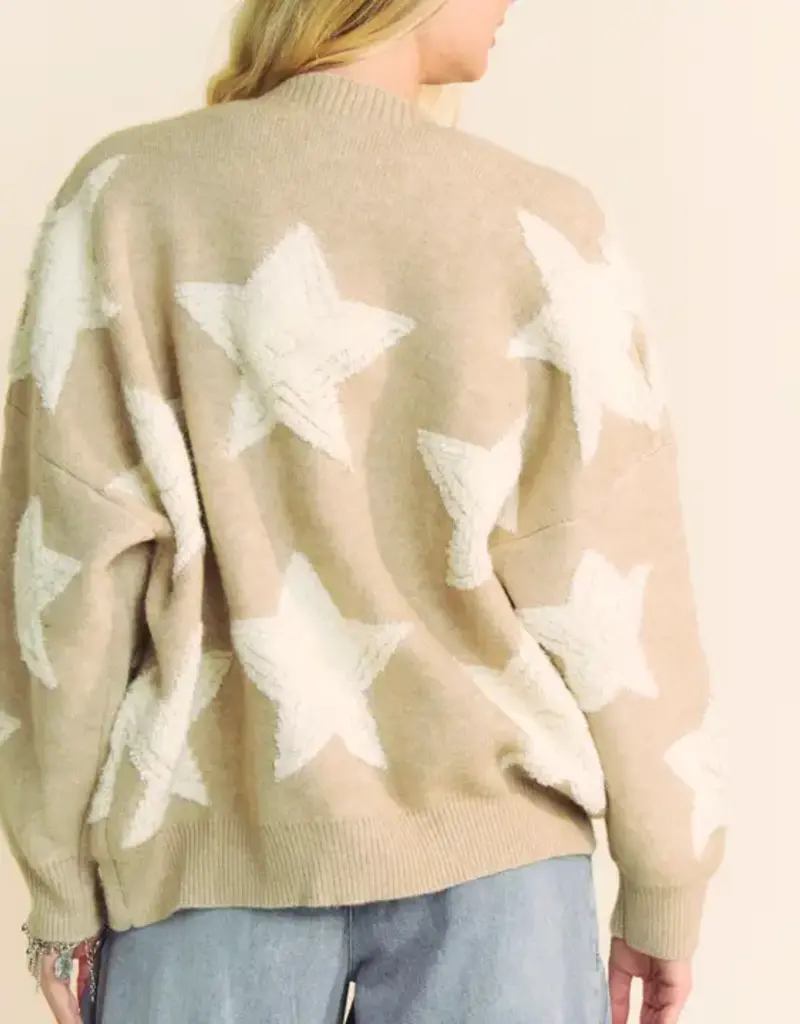 Fuzzy Knit Star Cardigan