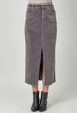 Washed Front Slit Corduroy Skirt