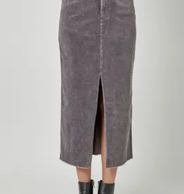 Washed Front Slit Corduroy Skirt