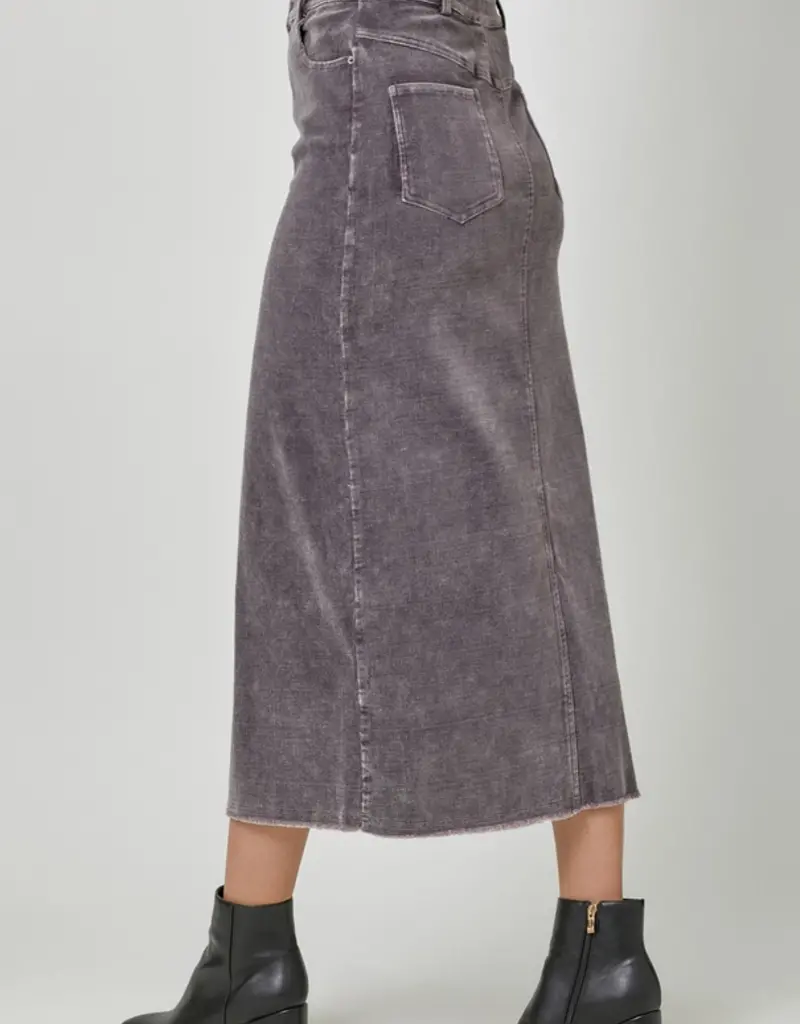 Washed Front Slit Corduroy Skirt
