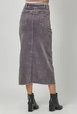 Washed Front Slit Corduroy Skirt