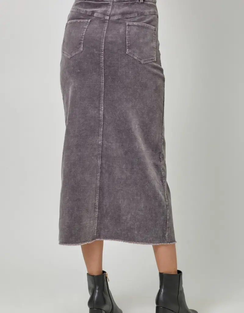 Washed Front Slit Corduroy Skirt