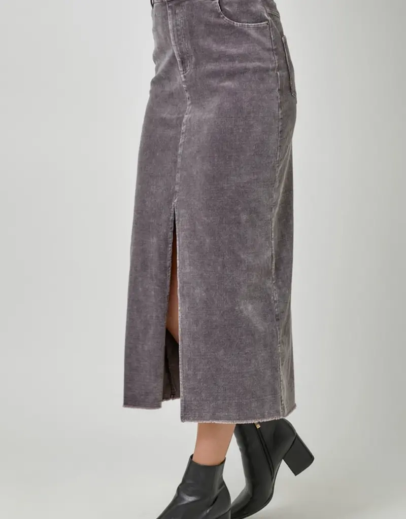 Washed Front Slit Corduroy Skirt