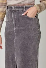 Washed Front Slit Corduroy Skirt