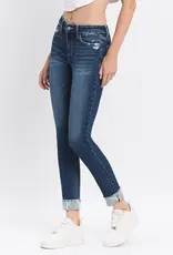 Mid Rise Cuffed Skinny Jeans