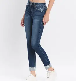Mid Rise Cuffed Skinny Jeans