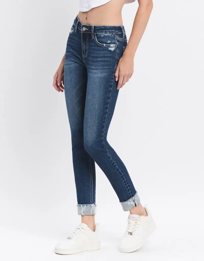 Mid Rise Cuffed Skinny Jeans