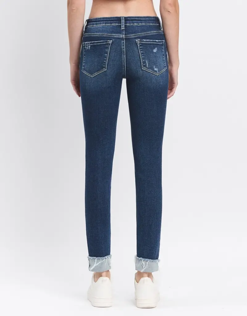Mid Rise Cuffed Skinny Jeans
