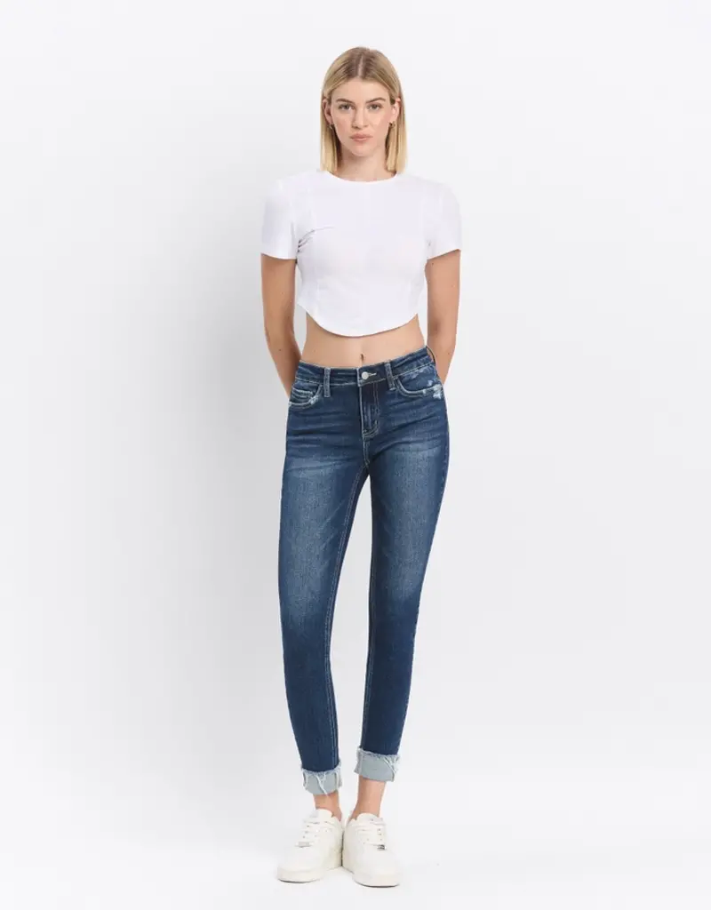 Mid Rise Cuffed Skinny Jeans