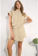 2 PIECE Textured Bomber Jacket & Skort Set