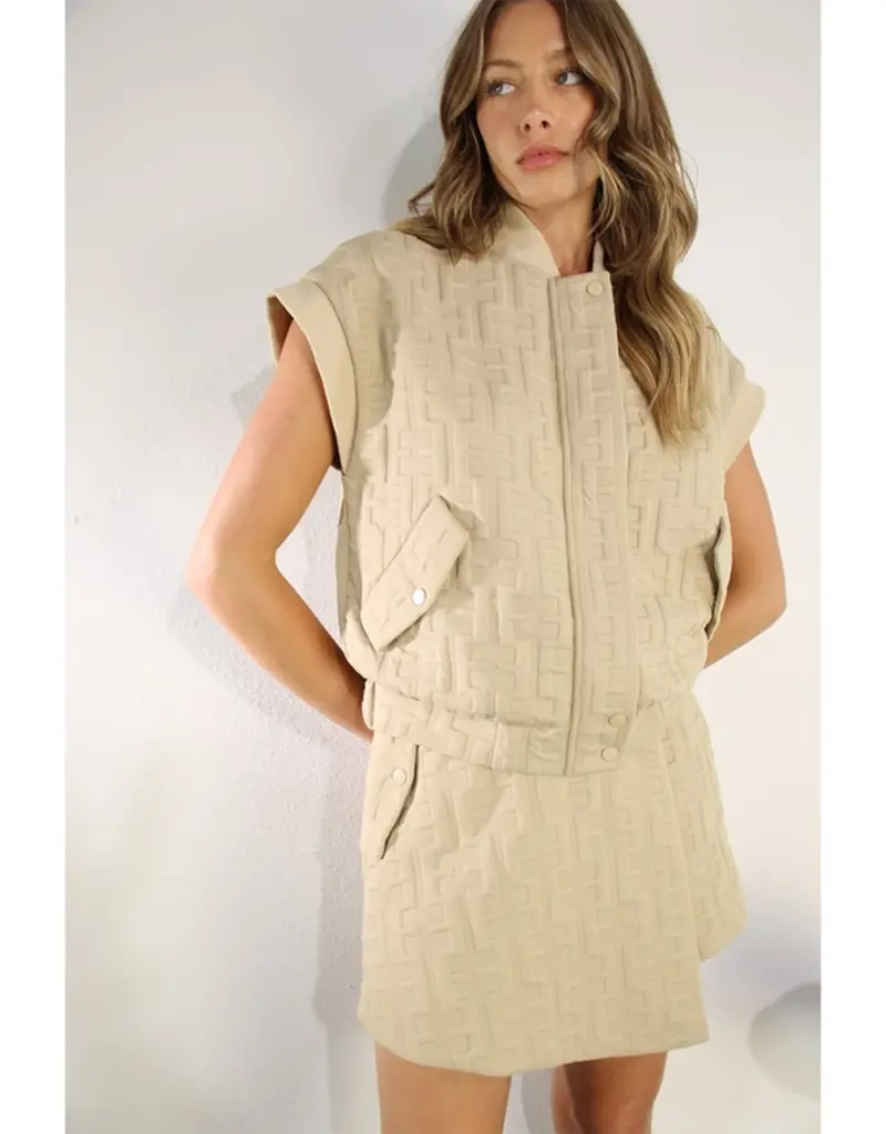 2 PIECE Textured Bomber Jacket & Skort Set