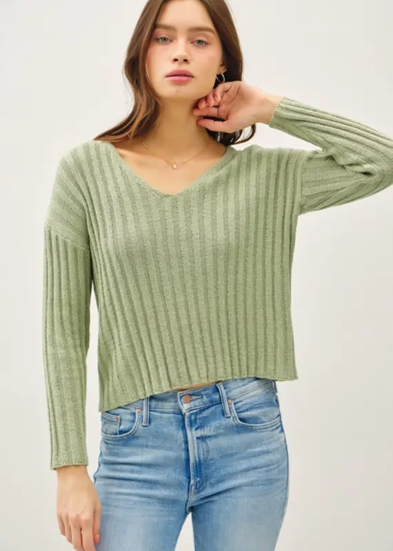 V-Neck Ribbed Sweater
