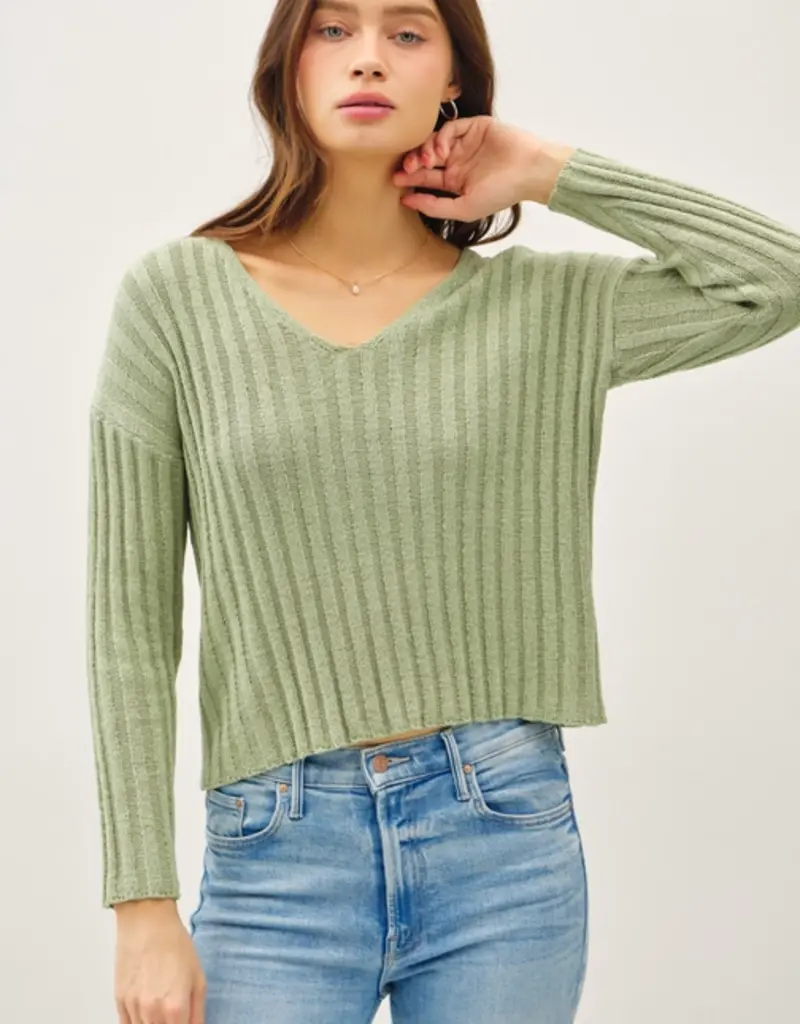 V-Neck Ribbed Sweater