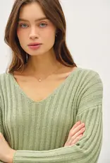V-Neck Ribbed Sweater