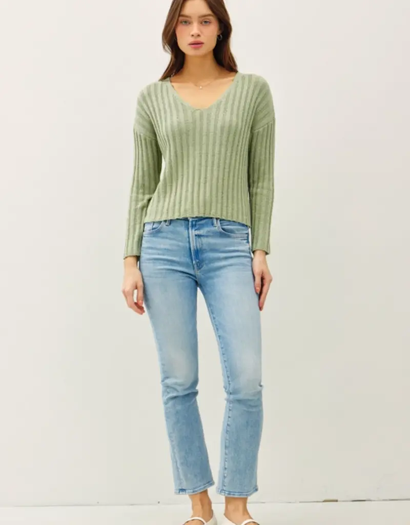 V-Neck Ribbed Sweater