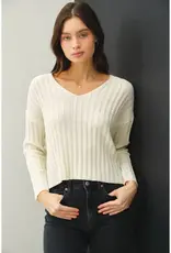 V-Neck Ribbed Sweater