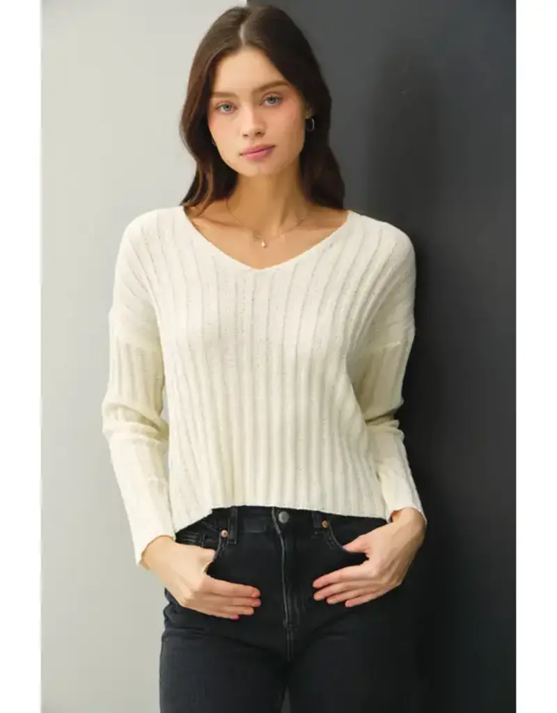 V-Neck Ribbed Sweater
