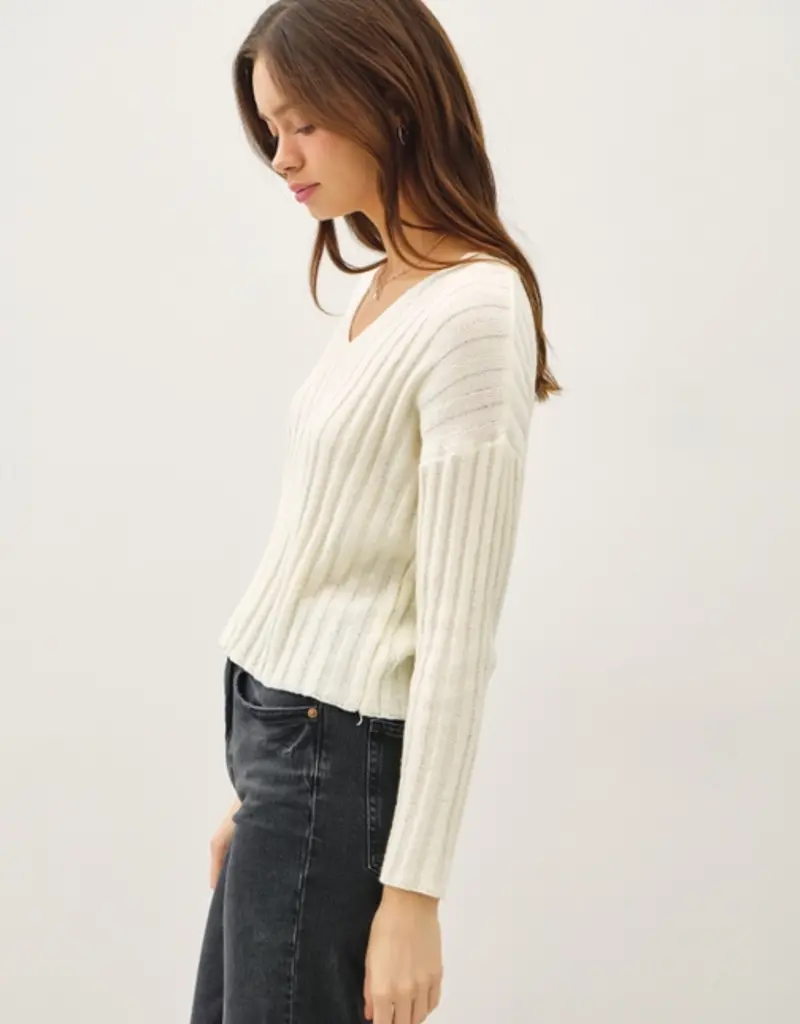 V-Neck Ribbed Sweater