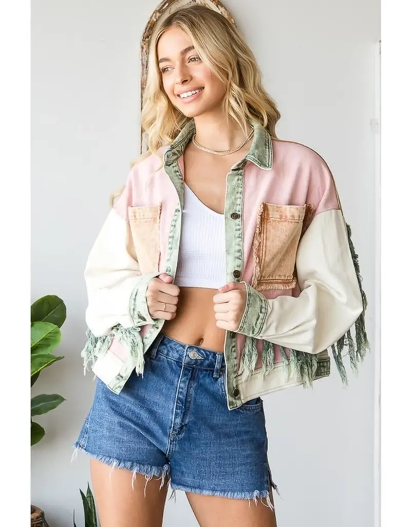 Washed Fringe Twill Jacket