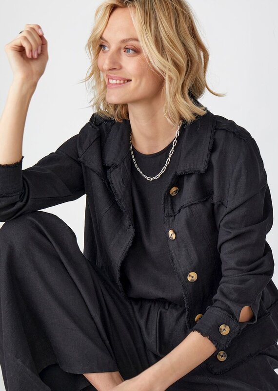 Linen Jacket with Frayed Edges