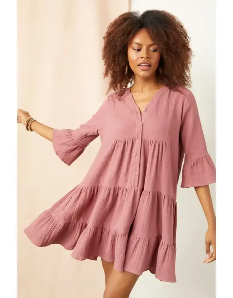 Lilith Elbow Sleeve Gauze Dress