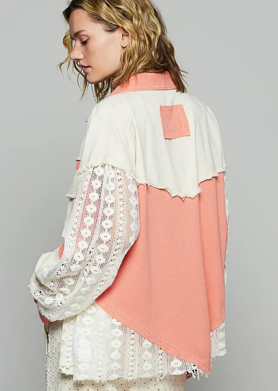Lace & Crochet Contrast Shirt/Shacket