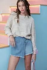 Exposed Seam Drop Shoulder Pullover Sweater
