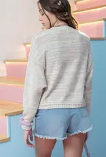Exposed Seam Drop Shoulder Pullover Sweater