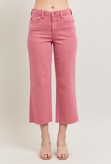 HW Garment Dyed Raw Hem Wide Leg Crop Jean