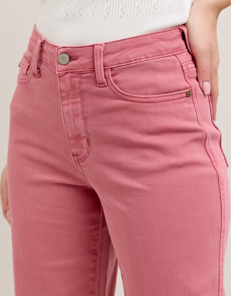 HW Garment Dyed Raw Hem Wide Leg Crop Jean