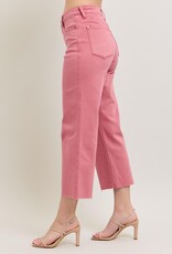 HW Garment Dyed Raw Hem Wide Leg Crop Jean